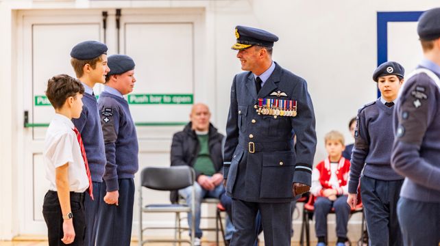 Air Cadets are inspected by a local Air Commodore