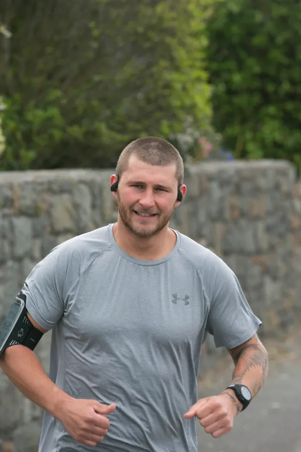 Pic by Adrian Miller 20-04-20 Jack Domaille from Access Scaffolding is running 4 miles every 4 hours for 48 hours to raise money for the States of Guernsey Covid19 Response Appeal Fund.. (28072971)