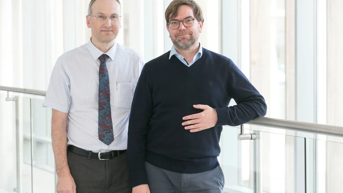 Guernsey’s consultant medical oncologist Dr Peter Gomes, left, with Dr Martin Kaiser, a leading expert on myeloma, who spoke at a conference arranged by the Guernsey Myeloma Support Group.  (Picture by Adrian Miller, 26920292)