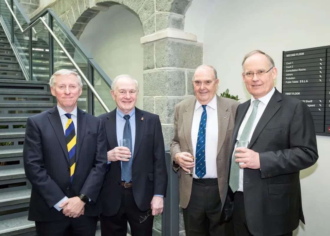Left to right: Lt-Governor Vice Admiral Sir Ian Corder, New Year’s Honours List recipients Bryan Brehaut and David Swiffen and Bailiff Sir Richard Collas. (26794862)