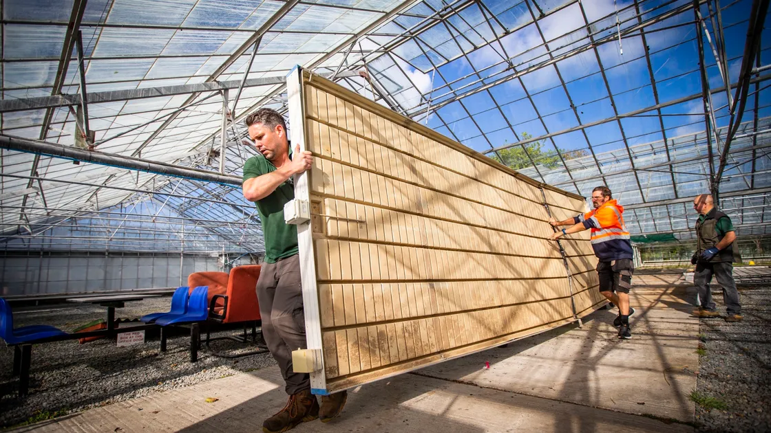 Andy Willcocks, left, and Darren Brehaut busy with the final preparations being made at Grow Ltd to clear the site for building work to begin next week. 			 (Picture by Sophie Rabey, 30036119)