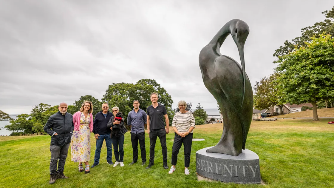 Ken and Linda Acott donated a bronze sculpture of an ibis, called Serenity, to Les Cotils last year