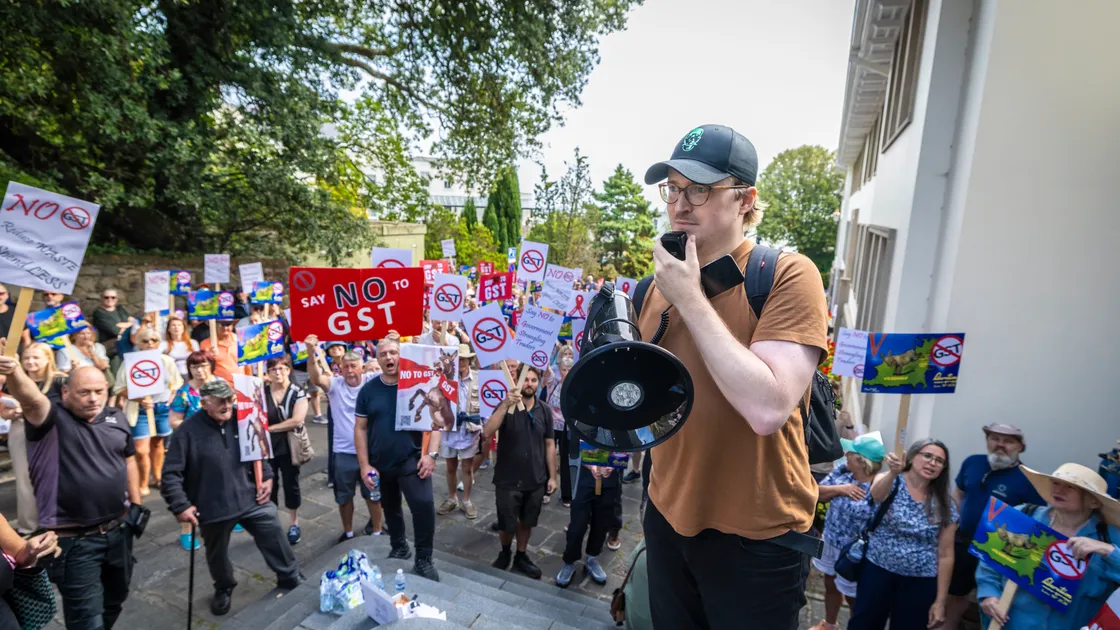 Protest organisers Lars Janssen, pictured, and Dominic Naermont, who were also behind a rally in Market Square last Sunday, were confident deputies had been left in no doubt about their message.