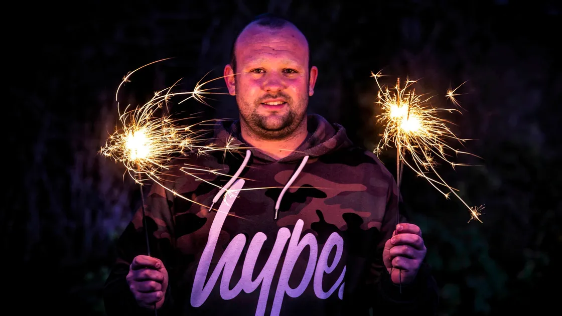Picture By Peter Frankland. 14-04-20 Luke le Prevost has thousands of sparklers which he wants to give away so people can take part in lighting them on Friday in respect of those who have lost their lives to Covid-19.. (28005998)