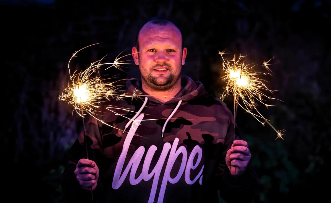 Picture By Peter Frankland. 14-04-20 Luke le Prevost has thousands of sparklers which he wants to give away so people can take part in lighting them on Friday in respect of those who have lost their lives to Covid-19.. (28005998)