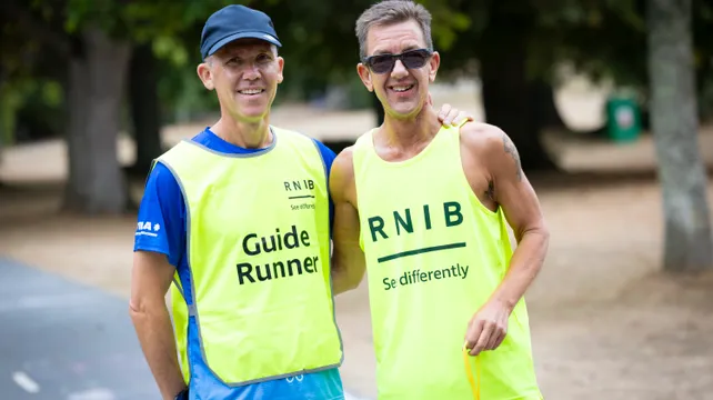 Visually impaired runner in training for half marathons