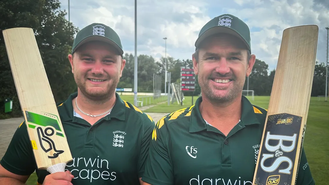 Josh Butler (left) made 87 to record Guernsey's biggest individual score in T20 internationals, as well as setting a new record island partnership of 152 with GH Smit for the first wicket. (Picture by Rob Thomson)