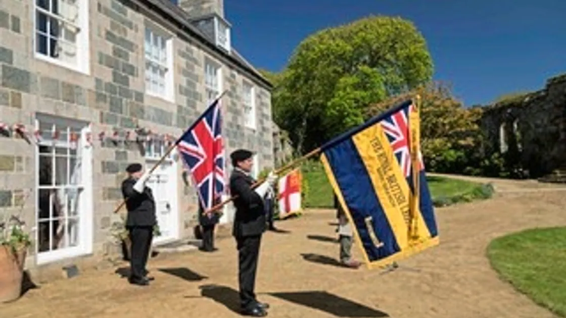 Liberation Day in Sark 2020. A ceremony was held during which the Seigneur Christopher Beaumont read out a message from the Queen. (Picture by Sue Daly)