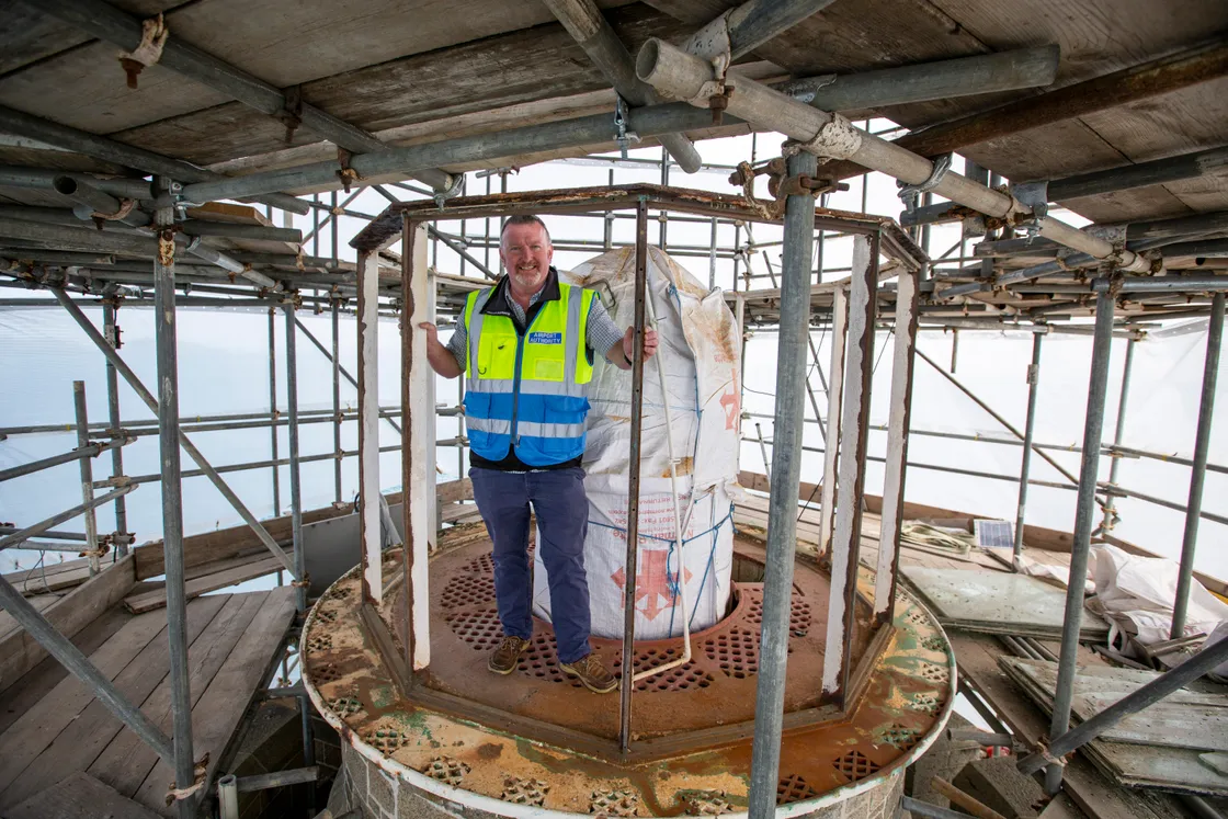 Martyn Stanfield, head of technical services for Guernsey Ports, pictured during the renovation work. (Picture by Luke Le Prevost, 32477528)
