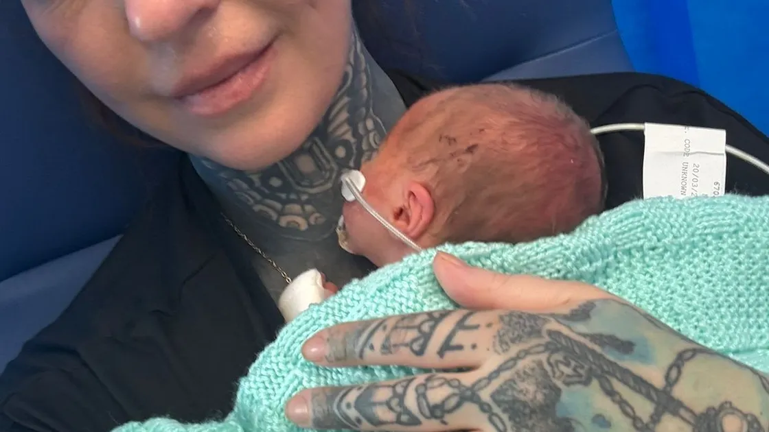 Georgie MacFarlane and baby Hamish. needed to go to the UK and so mum and baby were flown across by Guernsey medevac operators Gama Aviation and taken to the neo-natal unit at Bournemouth Hospital. 				 (34682497)