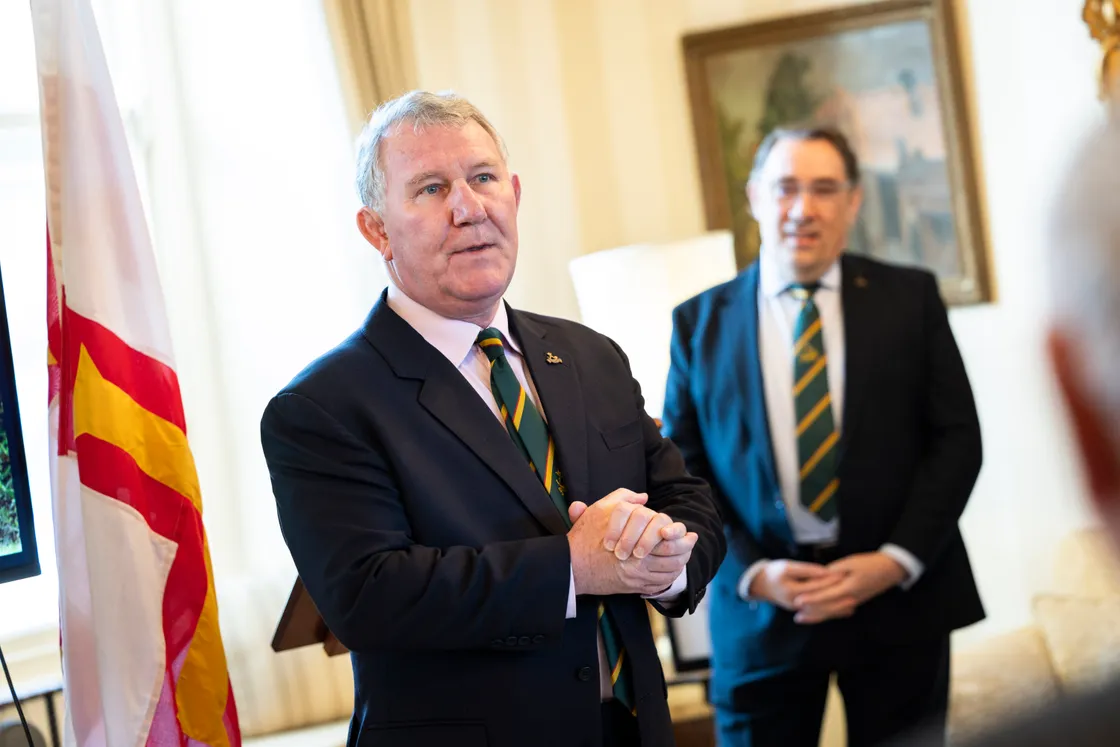 Sir Richard Cripwell had framed drawings on display that he had received from school children in Masnieres during his last visit.