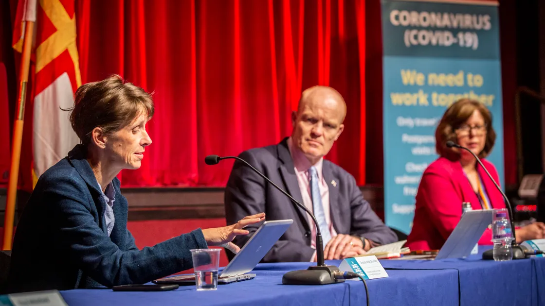 Conference Panel L-R Health & Social Care president Heidi Soulsby, Deputy Gavin St Pier, Director of Public Health Dr Nicola Brink. (28241132)