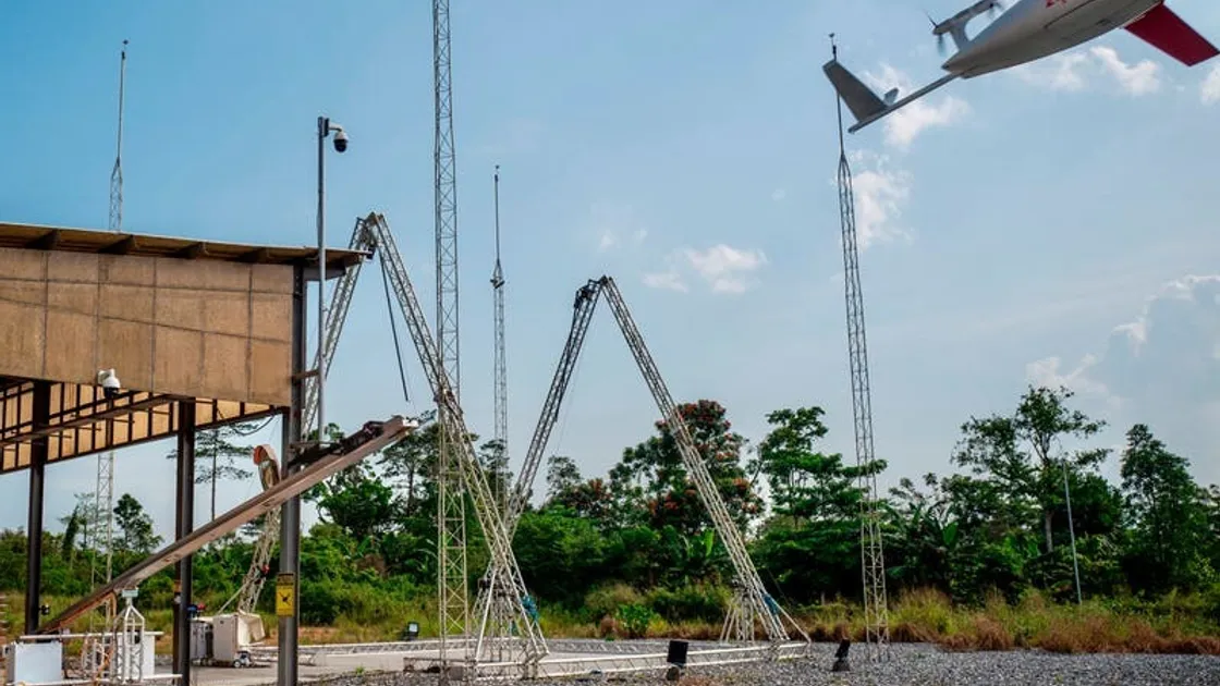 A drone flies to make a delivery at a Zipline hub in Vobsi, Ghana, in 2021 (Picture by PA News)