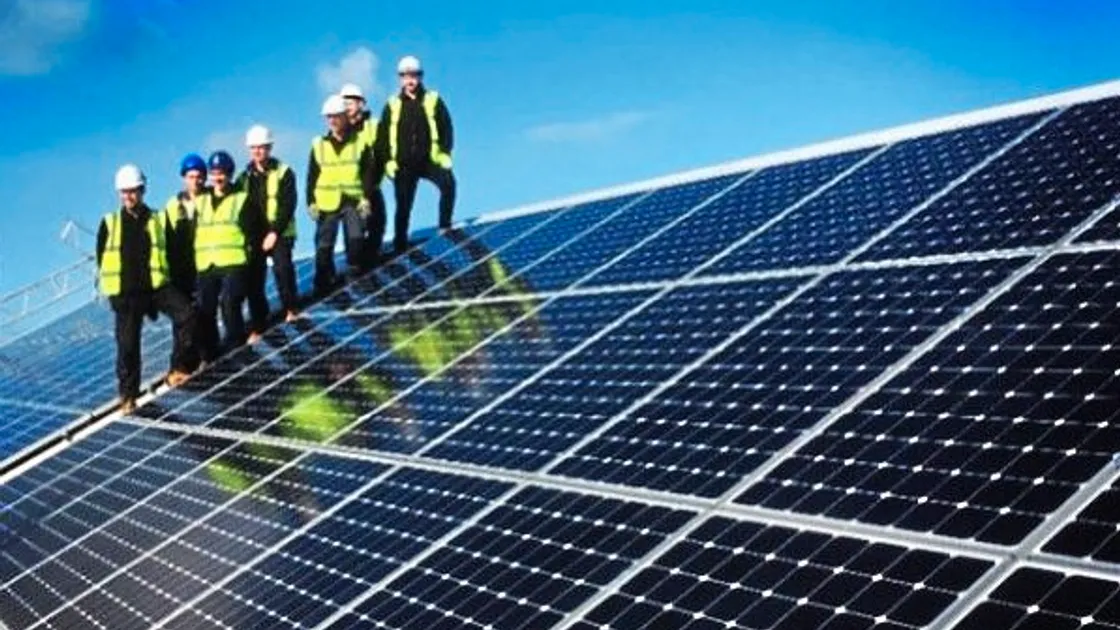 This image, published on Guernsey Electricity’s Twitter feed, shows the solar panels being installed on the roof of one of the utility’s buildings at Northside. It will be the Channel Islands’ largest solar array, according to GE chief executive Alan Bates.