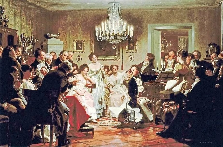 Schubert at the piano at a Schubertiade in Vienna. Image supplied. (29594118)