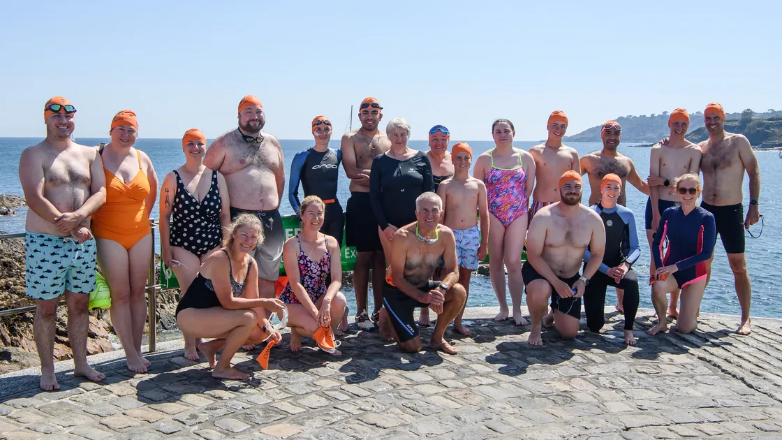 The 2026 BWCI Open Castle Swim, organised by the Guernsey Swimming Club, saw hundreds of swimmers make their way from the Castle Cornet slipway to the Horseshoe Pool at La Vallette. Pictured is the first group to enter the water.