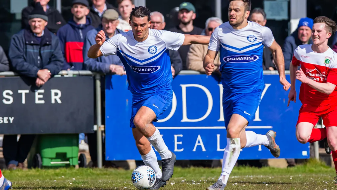 One going, one staying: Fin Whitmore (on the ball) and Carlos Canha. (Picture by Martin Gray, 29405425)