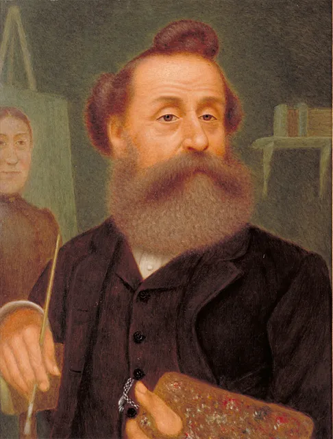 An oil painting of Denys Corbet as an artist, thought to be a self-portrait, was donated to Guernsey Museum by his great-great-niece Doris Bean. 