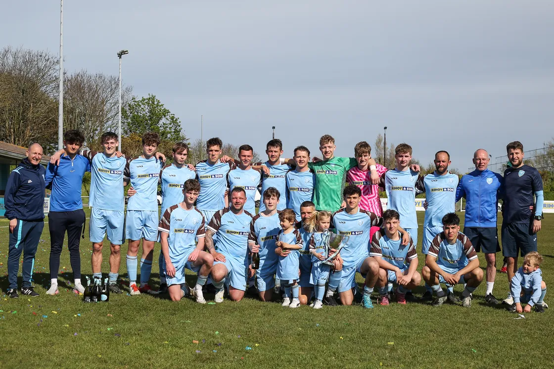 North’s Priaulx League-winning squad after sealing the title at their home ground.