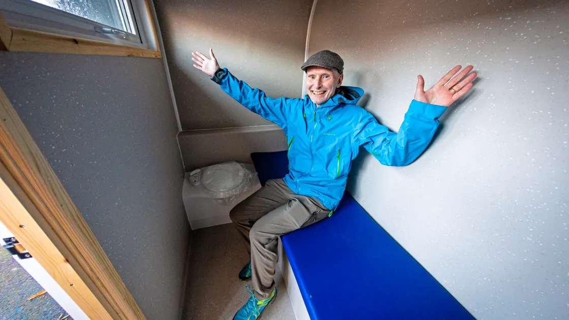 ‘There are no utilities, they are stand-alone and have lighting, a USB charging port and a chemical toilet which is cleaned through a hatch,’ said Mr Merfield