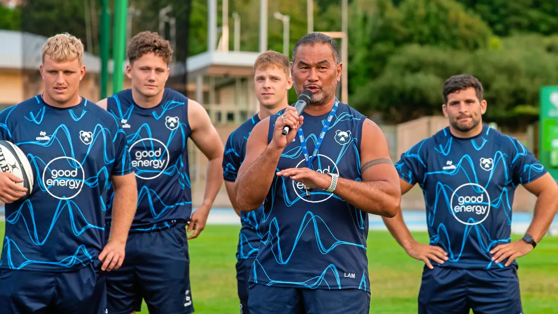 Bears director of rugby Pat Lam introducing his players at Footes Lane.