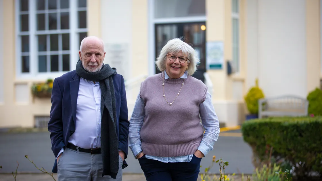 Fiona Naftel with Tony Gallienne after the release of Les Cotils’ annual report in 2023