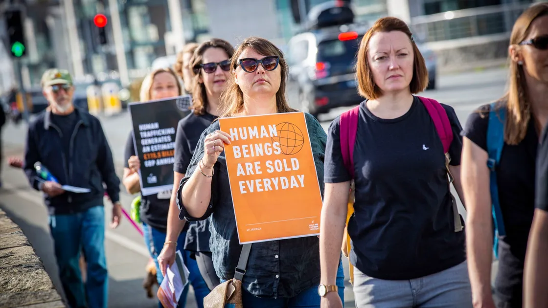 The first human trafficking awareness walk took place in Guernsey on Saturday as part of the Walk for Freedom 2021. The walk started at Cambridge Park and ended at Delancey Park. (Picture by Sophie Rabey, 30093923)