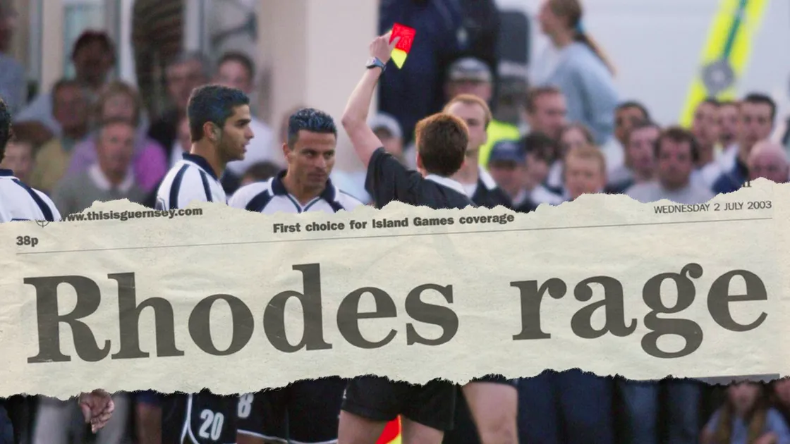 The time when the Friendly Games turned ugly in 2003 during Rhodes' football match against Guernsey.